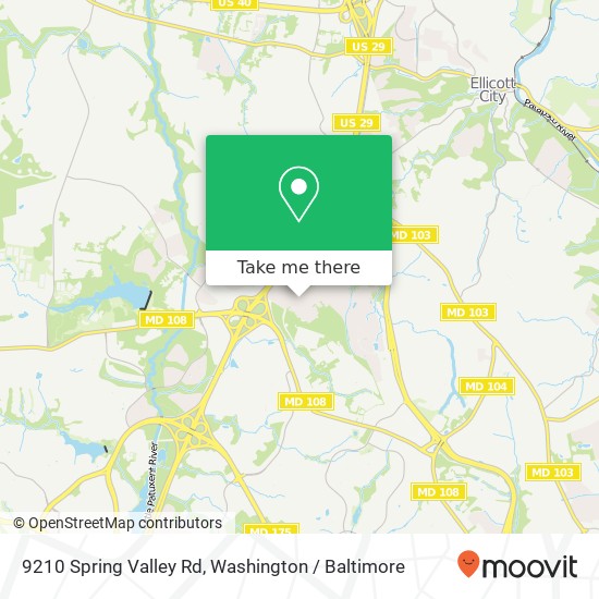 Mapa de 9210 Spring Valley Rd, Ellicott City, MD 21043