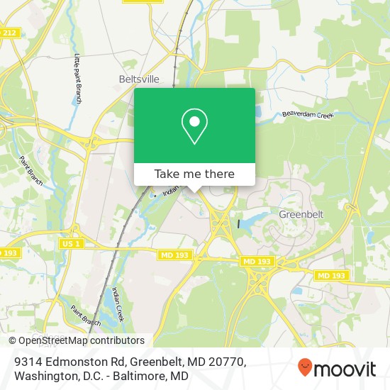 Mapa de 9314 Edmonston Rd, Greenbelt, MD 20770