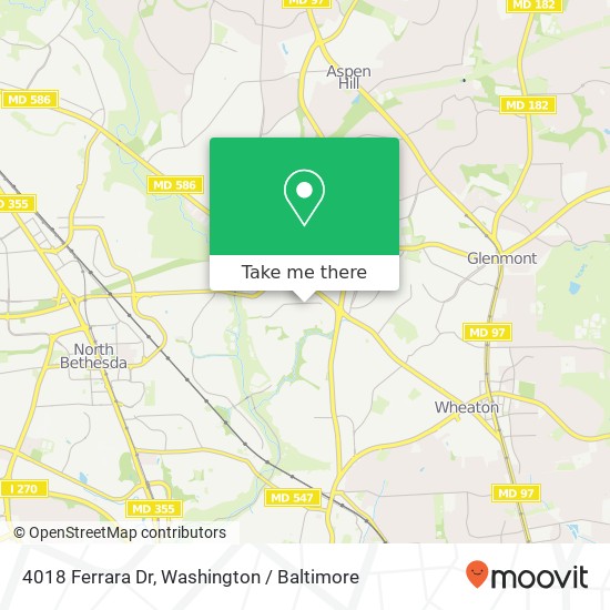 Mapa de 4018 Ferrara Dr, Silver Spring, MD 20906