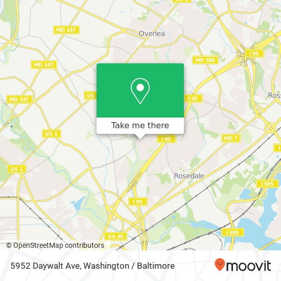 Mapa de 5952 Daywalt Ave, Baltimore, MD 21206