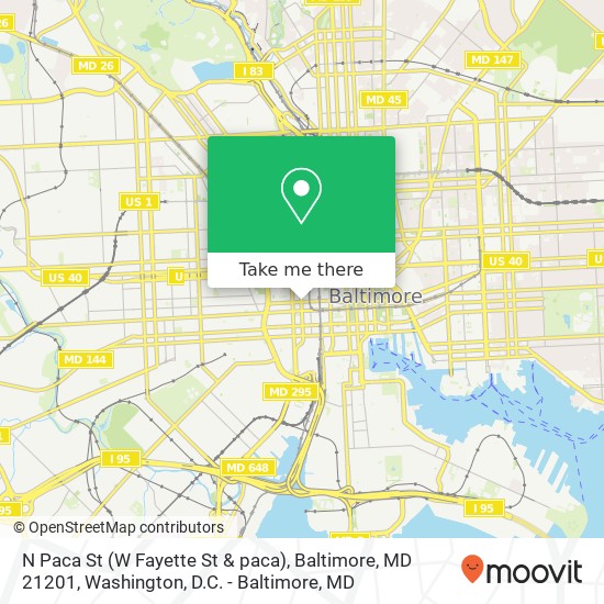 Mapa de N Paca St (W Fayette St & paca), Baltimore, MD 21201