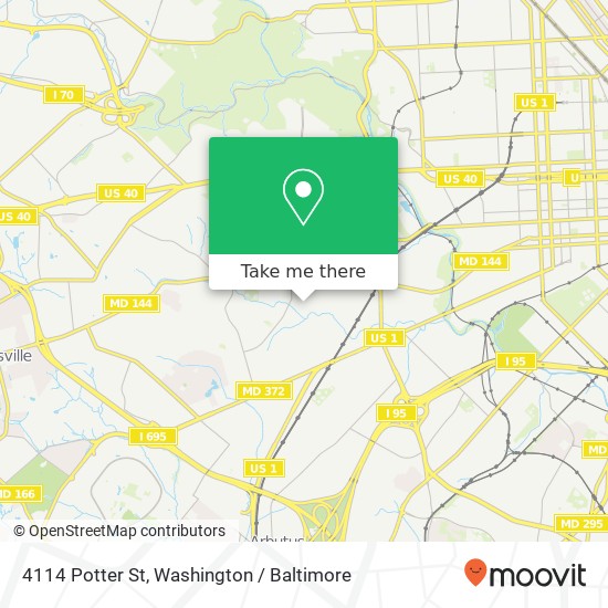 Mapa de 4114 Potter St, Baltimore, MD 21229