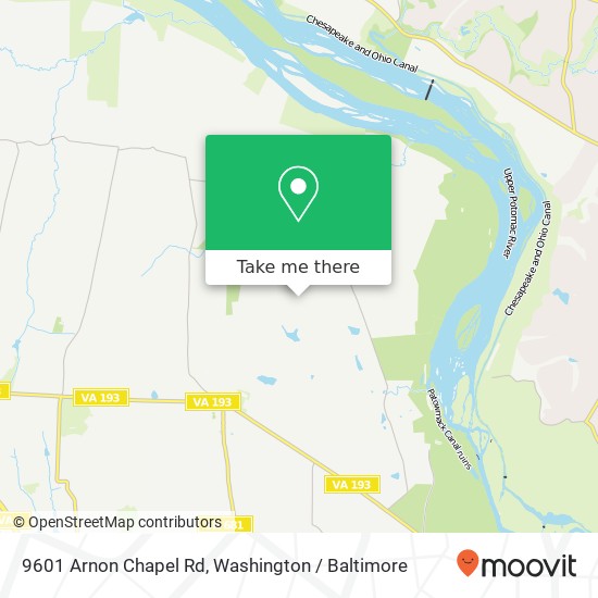 Mapa de 9601 Arnon Chapel Rd, Great Falls, VA 22066