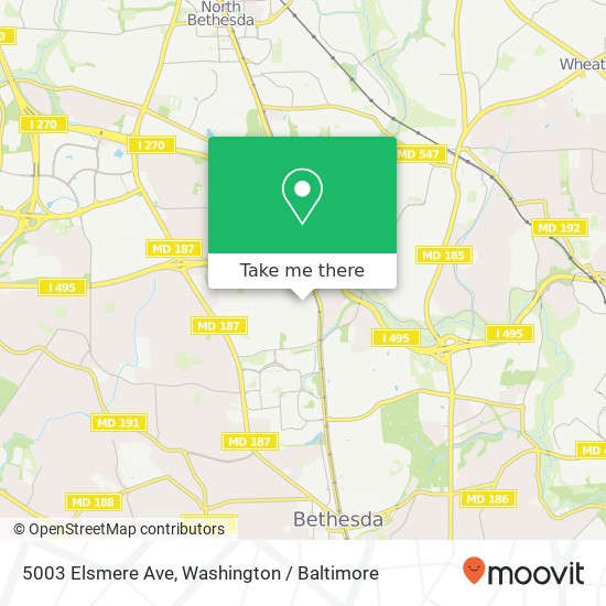 Mapa de 5003 Elsmere Ave, Bethesda, MD 20814