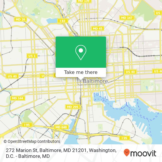 Mapa de 272 Marion St, Baltimore, MD 21201