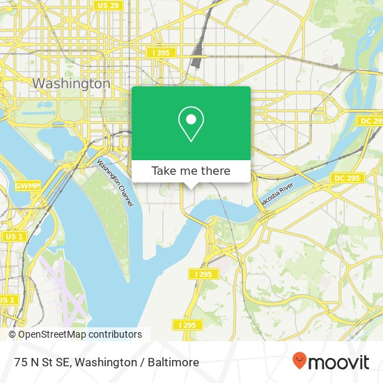 Mapa de 75 N St SE, Washington, DC 20003