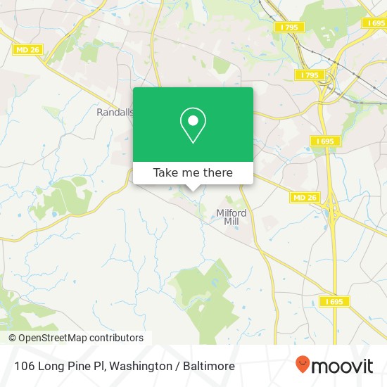 Mapa de 106 Long Pine Pl, Windsor Mill, MD 21244