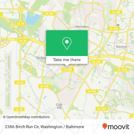 2386 Birch Run Cir, Herndon, VA 20171 map