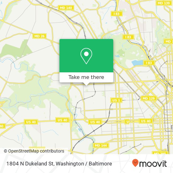 Mapa de 1804 N Dukeland St, Baltimore, MD 21216