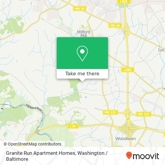 Mapa de Granite Run Apartment Homes, 7414 Brixworth Ct