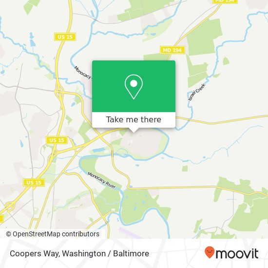 Mapa de Coopers Way, Frederick (HOOD COLLEGE), MD 21701