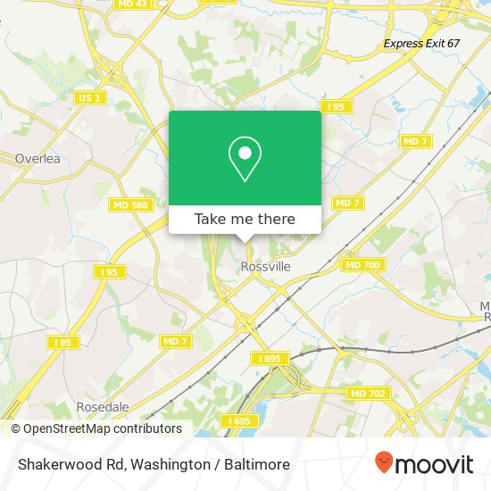 Mapa de Shakerwood Rd, Rosedale, MD 21237