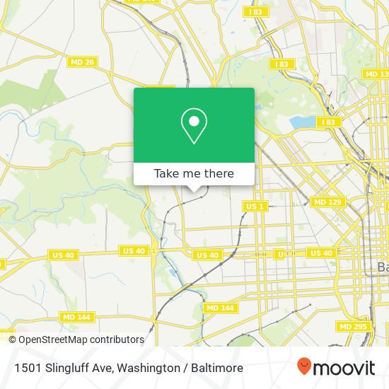 Mapa de 1501 Slingluff Ave, Baltimore, MD 21216