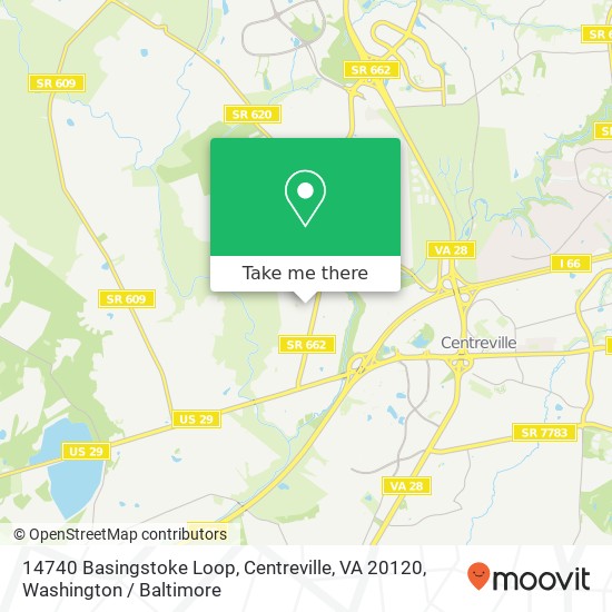 Mapa de 14740 Basingstoke Loop, Centreville, VA 20120