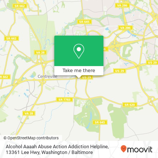 Mapa de Alcohol Aaaah Abuse Action Addiction Helpline, 13361 Lee Hwy