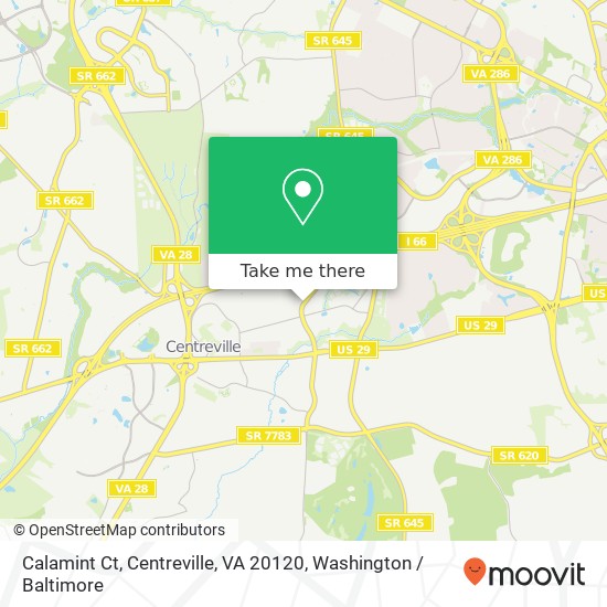 Mapa de Calamint Ct, Centreville, VA 20120