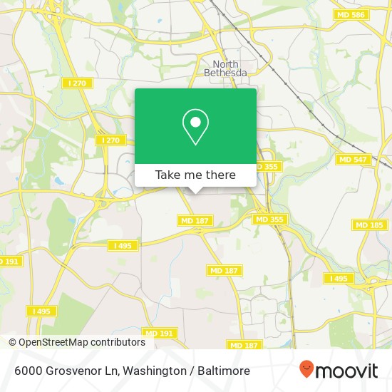 Mapa de 6000 Grosvenor Ln, Bethesda, MD 20814