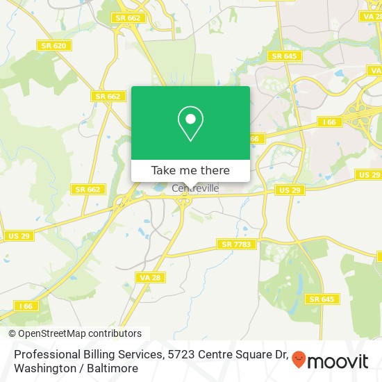 Mapa de Professional Billing Services, 5723 Centre Square Dr