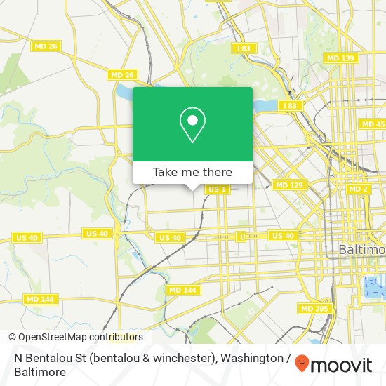 Mapa de N Bentalou St (bentalou & winchester), Baltimore, MD 21216