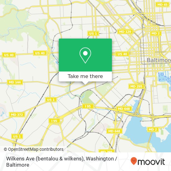 Mapa de Wilkens Ave (bentalou & wilkens), Baltimore, MD 21223
