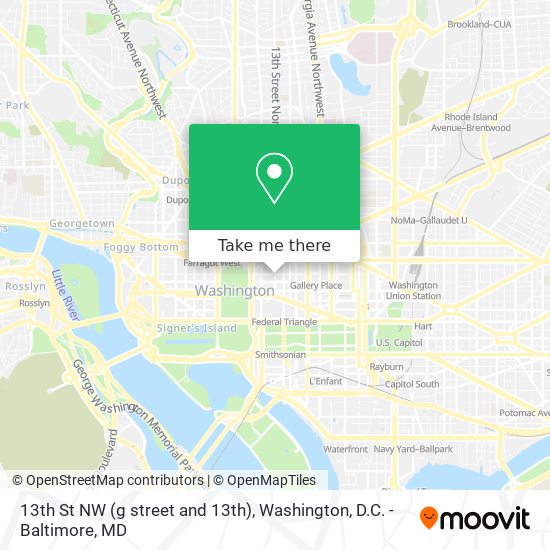 13th St NW (g street and 13th) map