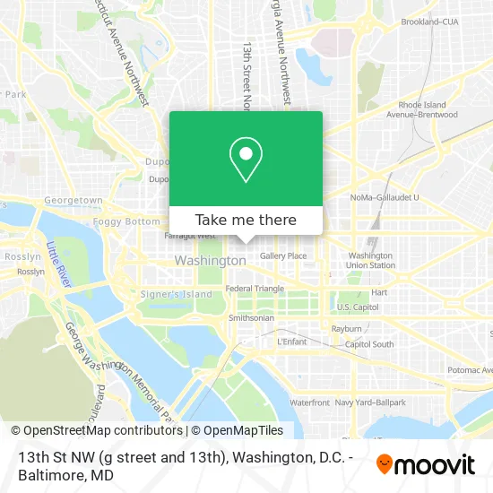 Mapa de 13th St NW (g street and 13th)