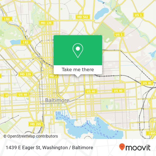 Mapa de 1439 E Eager St, Baltimore, MD 21205