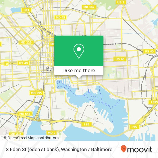 Mapa de S Eden St (eden st bank), Baltimore, MD 21231