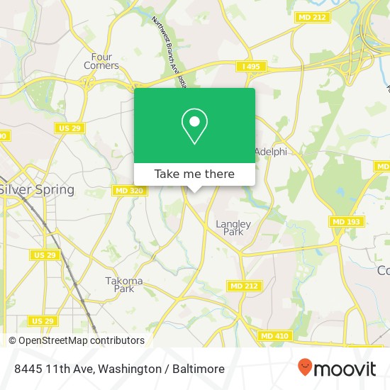 Mapa de 8445 11th Ave, Silver Spring, MD 20903