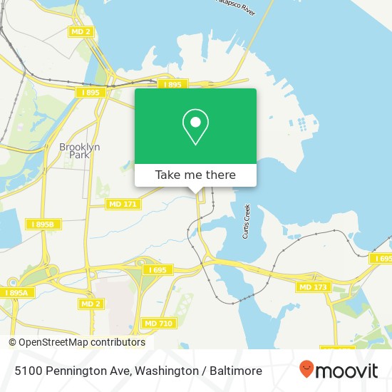 Mapa de 5100 Pennington Ave, Curtis Bay, MD 21226