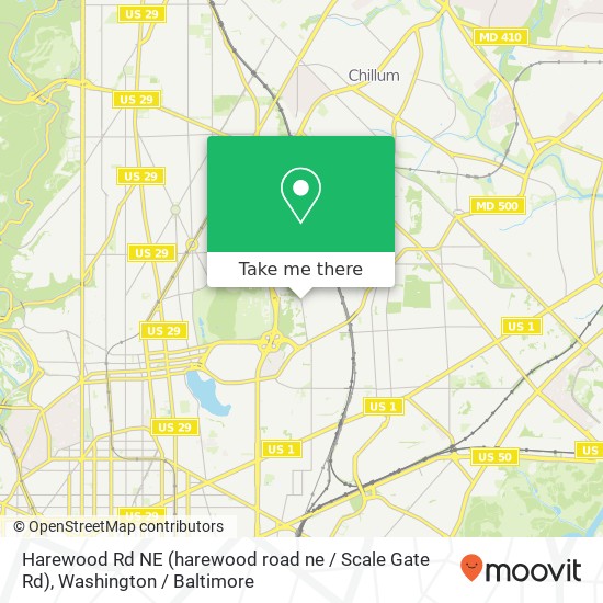 Mapa de Harewood Rd NE (harewood road ne / Scale Gate Rd), Washington, DC 20017