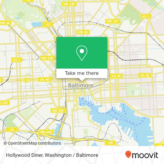 Mapa de Hollywood Diner, 400 E Saratoga St