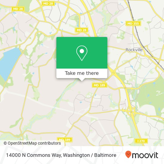 Mapa de 14000 N Commons Way, Potomac, MD 20854