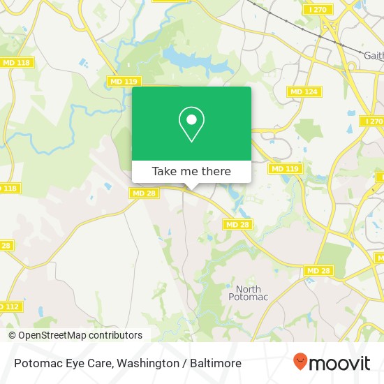 Mapa de Potomac Eye Care, 12129 Darnestown Rd