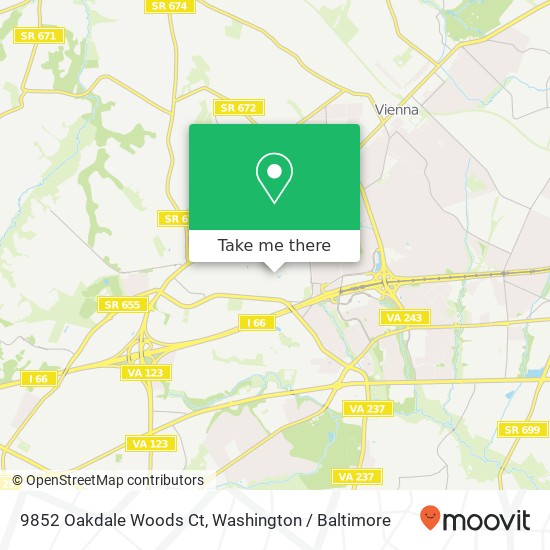 Mapa de 9852 Oakdale Woods Ct, Vienna, VA 22181