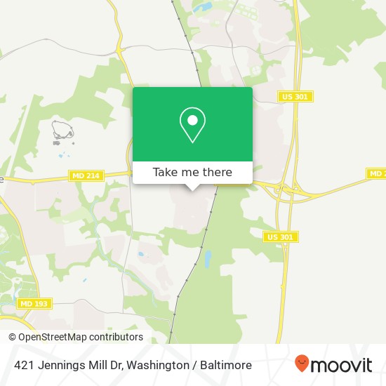 Mapa de 421 Jennings Mill Dr, Bowie, MD 20721