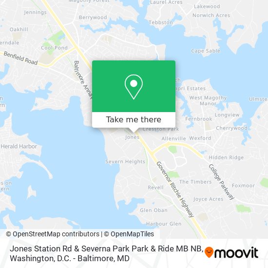 Jones Station Rd & Severna Park Park & Ride MB NB map