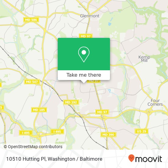 Mapa de 10510 Hutting Pl, Silver Spring, MD 20902