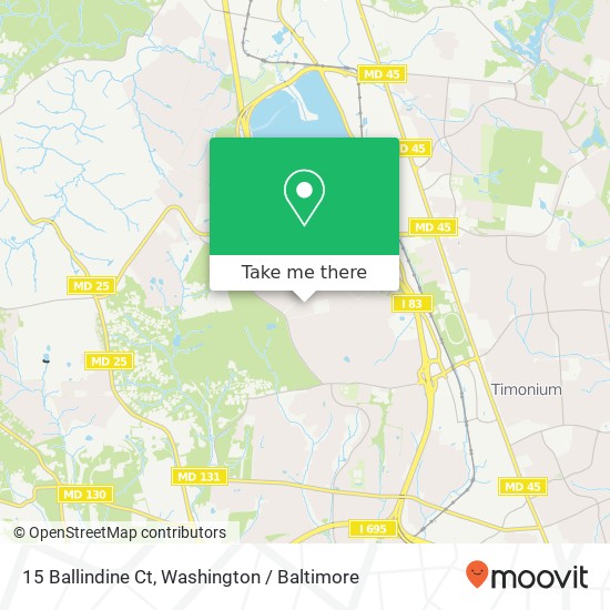 Mapa de 15 Ballindine Ct, Lutherville Timonium, MD 21093