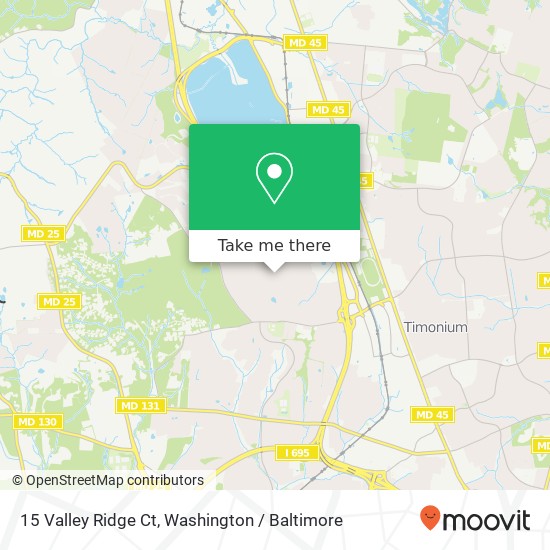 Mapa de 15 Valley Ridge Ct, Lutherville Timonium, MD 21093