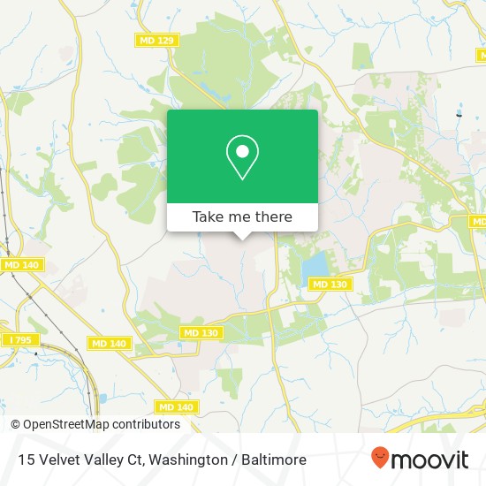 Mapa de 15 Velvet Valley Ct, Owings Mills, MD 21117