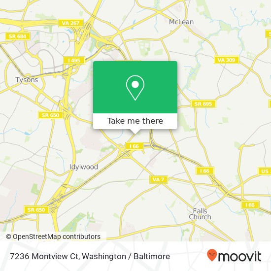 Mapa de 7236 Montview Ct, Falls Church, VA 22043
