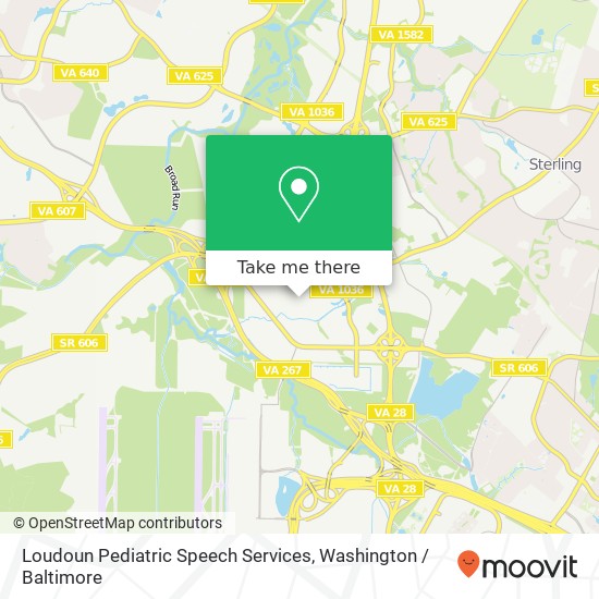 Mapa de Loudoun Pediatric Speech Services, 100 Executive Dr