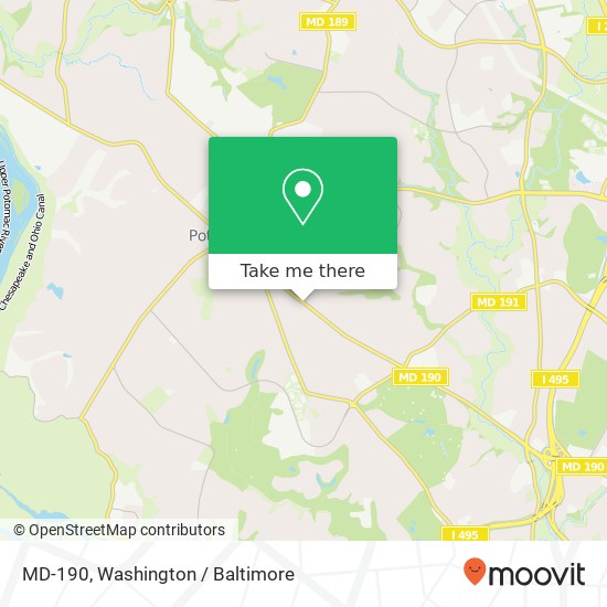 Mapa de MD-190, Potomac, <B>MD< / B> 20854