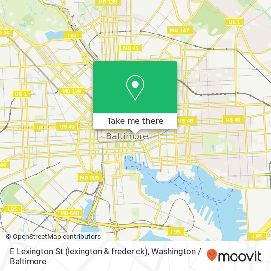 E Lexington St (lexington & frederick), Baltimore, MD 21202 map