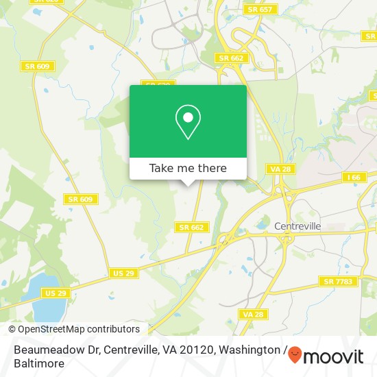 Mapa de Beaumeadow Dr, Centreville, VA 20120