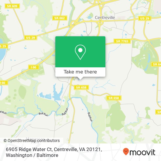 Mapa de 6905 Ridge Water Ct, Centreville, VA 20121