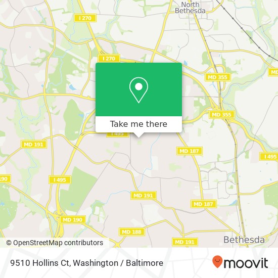 Mapa de 9510 Hollins Ct, Bethesda, MD 20817