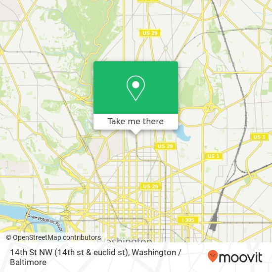 14th St NW (14th st & euclid st), Washington, DC 20009 map