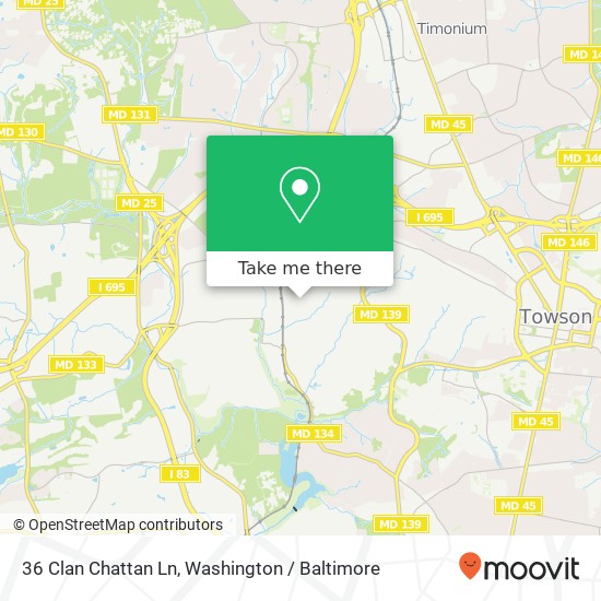 Mapa de 36 Clan Chattan Ln, Towson, MD 21204